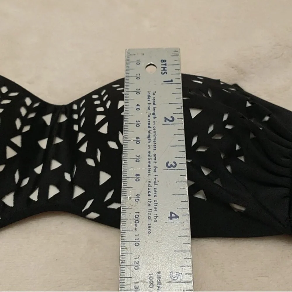 Cape Juby Black and White Laser Cut Bikini Top